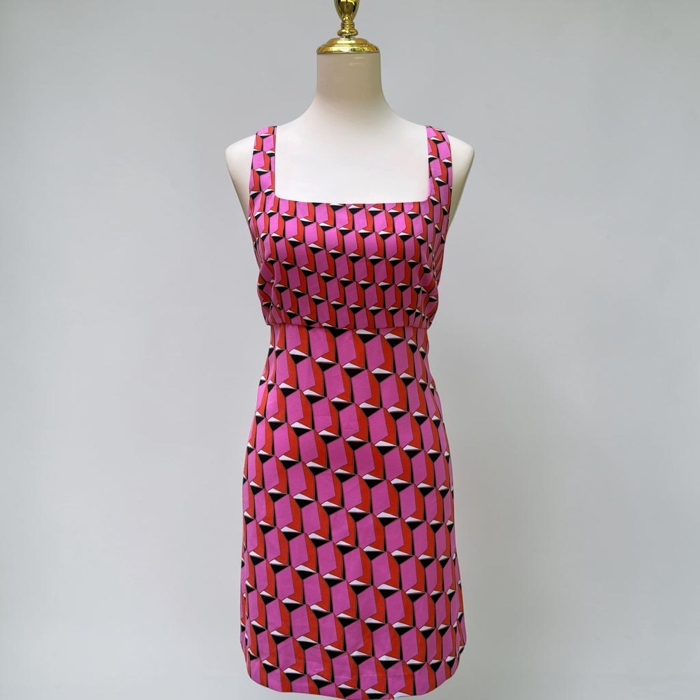 Diane von Furstenberg for Target Dress 14 Pink Geometric Shift Retro Party